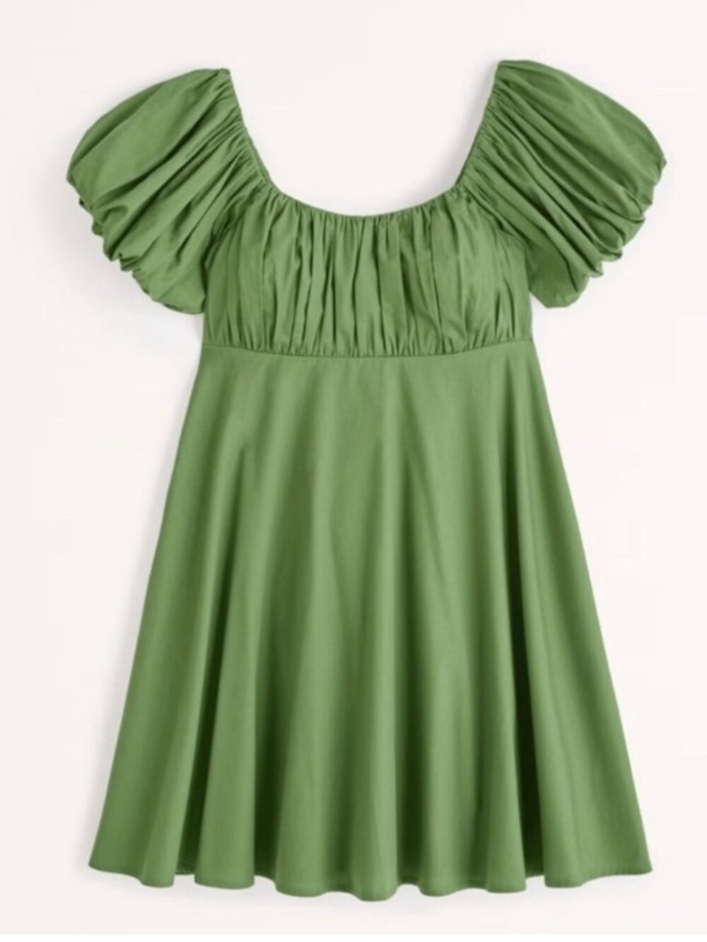 New with tags, A&F Poplin Puff Sleeve Mini Dress Green, Small